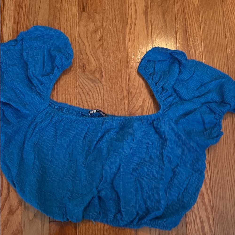 Zara Royal Blue Textured Blouse